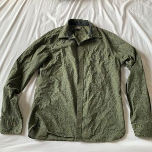 Green floral print shirt